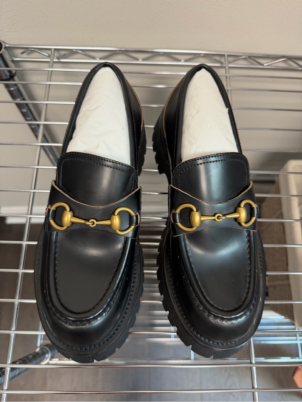Gucci Black Leather Horsebit Loafers